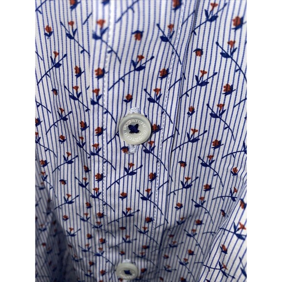 BUGATCHI UOMO contrast cuff Rose Paisley Stripes floral geometric XXL Men Shirt - Picture 7 of 11